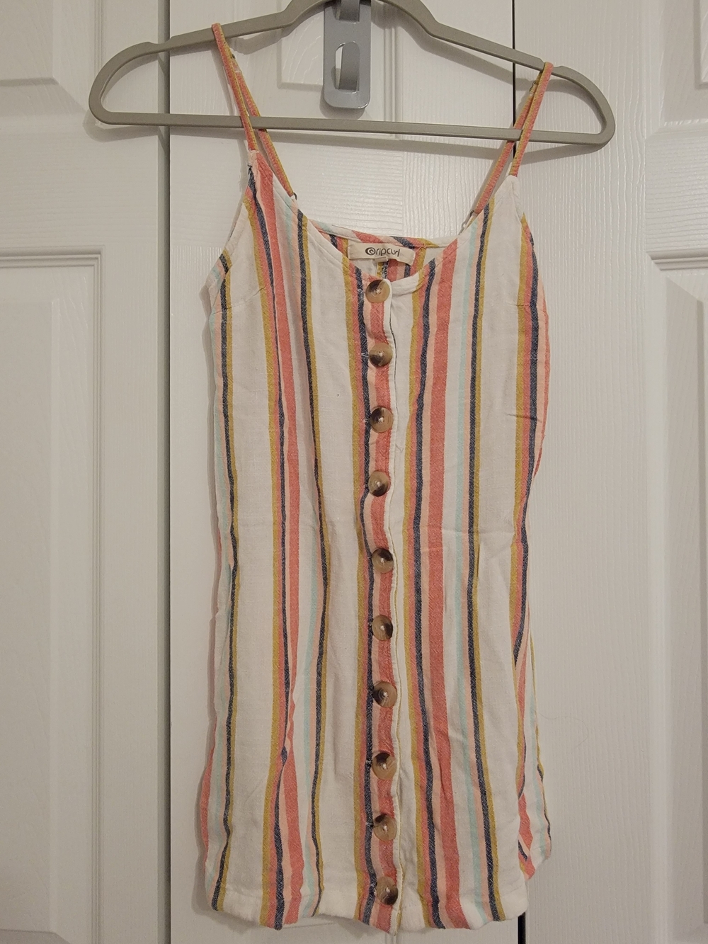 Rip Curl Striped Tank Dress in Coral, Cream & Yellow